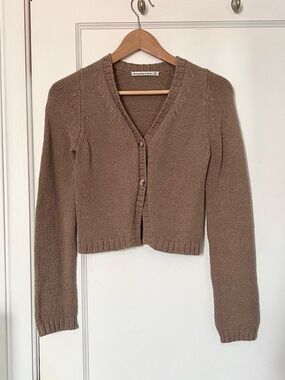 Abercrombie & Fitch Cropped V-Neck Cardigan Sweater - Brown